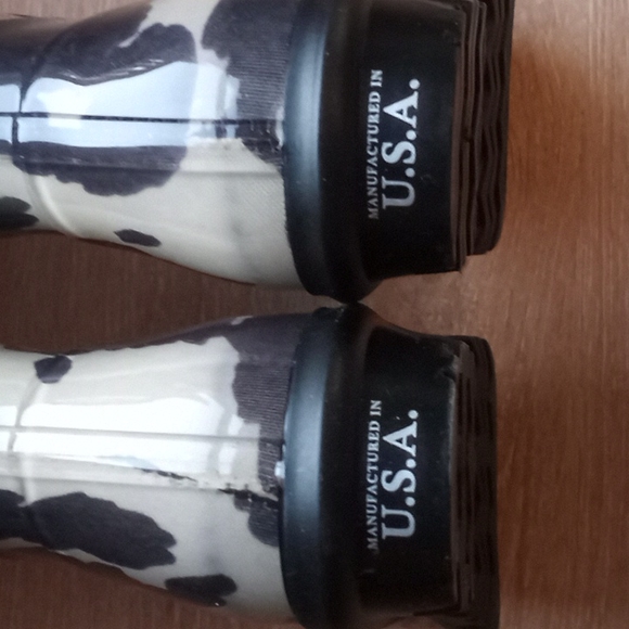 Women's Chinook Tall Rain Boots Cow Print Chunky Heel - Picture 10 of 13